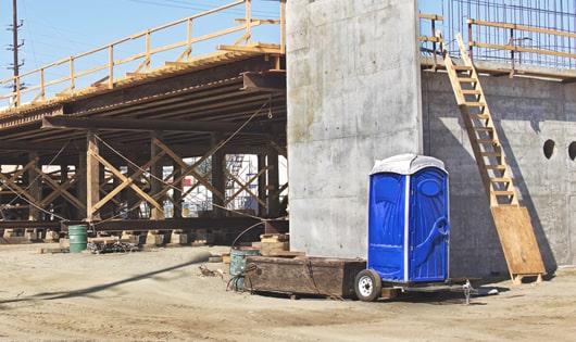 construction site portable toilets ready for use