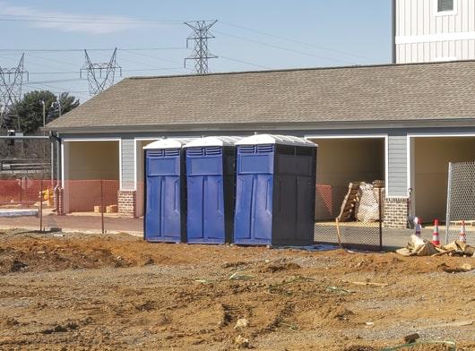 multiple construction porta potties can be rented at once for a single construction site in order to accommodate multiple employees and prevent lines